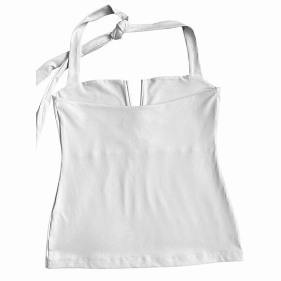 SUSANA MONACO Halter Top Sugar White V Wire Front Stretch M NEW - Picture 4 of 7